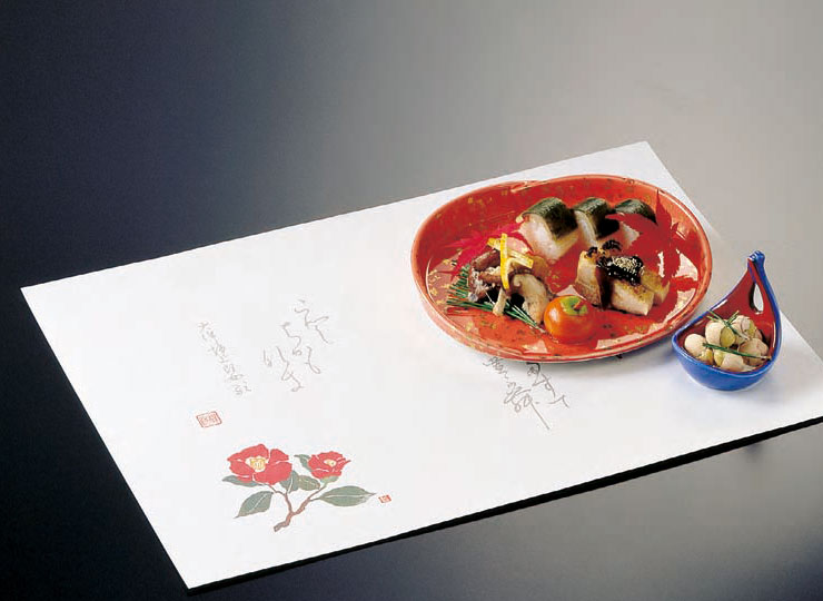 Photo: Shaku 4 Non-luminescent Kaiseki Paper Placemat Tsubaki 椿(Nov - Feb)